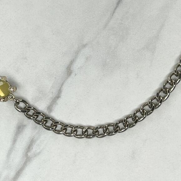 Ann Taylor Loft Rhinestone Silver and Gold Tone Long Chain Link Necklace - Picture 7 of 12